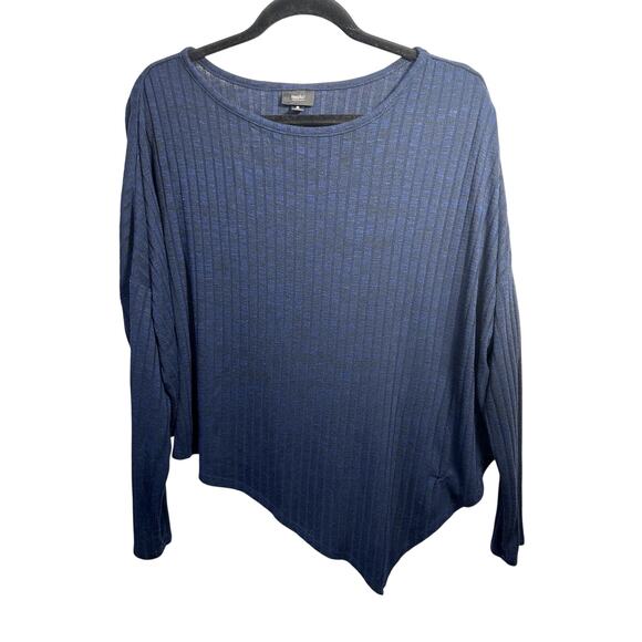 Womens Asymmetrical Knit Top SZ S Minimalist Modern Stretchy Cozy Layering Chic - Picture 1 of 7